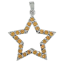 Yellow sapphire white gold star pendant