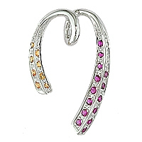 Yellow sapphire and ruby white gold designer pendant