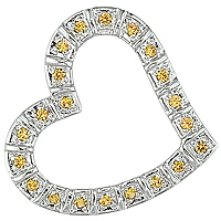 Yellow sapphire white gold heart pendant