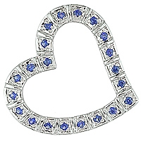 Blue sapphire white gold heart pendant