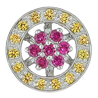 Pink and yellow sapphire white gold designer pendant