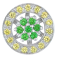 Yellow sapphire and tsavorite white gold designer pendant