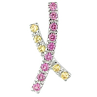 Yellow and pink sapphire white gold designer pendant