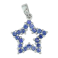 Blue sapphire white gold star pendant