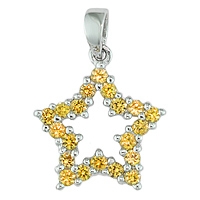 Yellow sapphire white gold star pendant