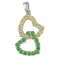 Yellow sapphire and tsavorite white gold heart pendant