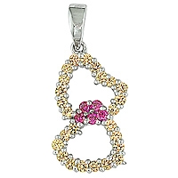 Yellow and pink sapphire white gold heart pendant