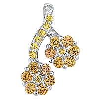 Yellow sapphire white gold flower pendant