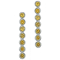 Yellow sapphire white gold drop earrings