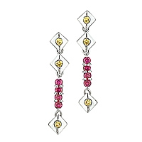 Pink and yellow sapphire white gold drop earrings