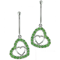 Tsavorite white gold heart drop earrings