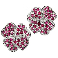 Ruby white gold flower stud earrings