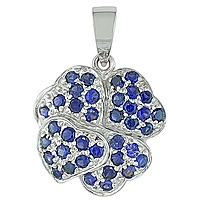 Blue sapphire white gold flower pendant