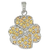 Yellow sapphire white gold flower pendant