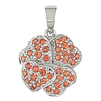 Orange sapphire white gold flower pendant