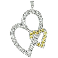 Yellow sapphire white gold heart pendant