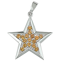 Yellow sapphire white gold star pendant