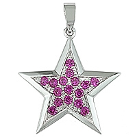 Pink sapphire white gold star pendant