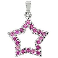 Pink sapphire white gold star pendant