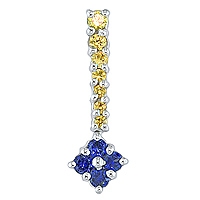 Yellow and blue sapphire white gold designer pendant