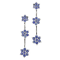 Blue sapphire white gold flower drop earrings
