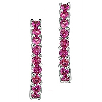 Pink sapphire white gold huggies earrings