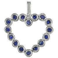 Blue sapphire white gold heart pendant