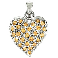 Yellow sapphire white gold heart pendant