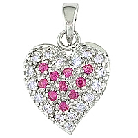 White and pink sapphire white gold heart pendant