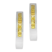 Yellow sapphire white gold stud earrings