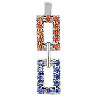 Orange and blue sapphire white gold designer pendant