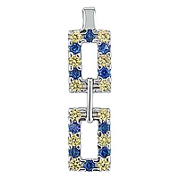 Yellow and blue sapphire white gold designer pendant