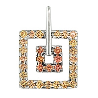 Yellow and orange sapphire white gold designer pendant