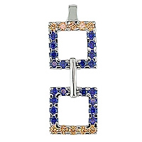 Orange and blue sapphire white gold designer pendant