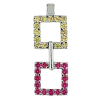 Pink and yellow sapphire white gold designer pendant
