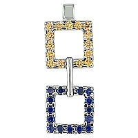 Yellow and blue sapphire white gold designer pendant