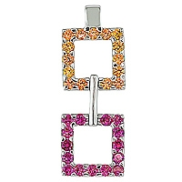 Pink and orange sapphire white gold designer pendant