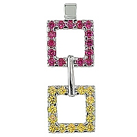 Pink and yellow sapphire white gold designer pendant