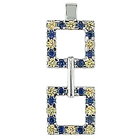 Yellow and blue sapphire white gold designer pendant