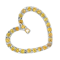 Yellow sapphire white gold heart pendant