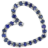 Blue sapphire white gold heart pendant