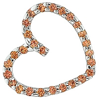 Orange sapphire white gold heart pendant