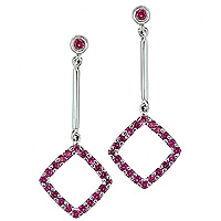 Pink sapphire white gold drop earrings