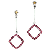Orange and yellow sapphire white gold drop earrings