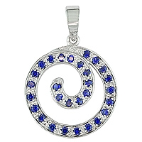 Blue sapphire white gold designer pendant