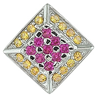 Yellow and pink sapphire white gold designer pendant