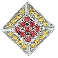 Yellow and orange sapphire white gold designer pendant