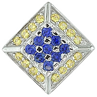 Yellow and blue sapphire white gold designer pendant