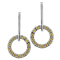 Yellow sapphire white gold drop earrings