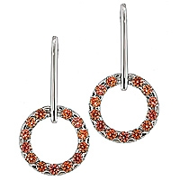 Orange sapphire white gold drop earrings